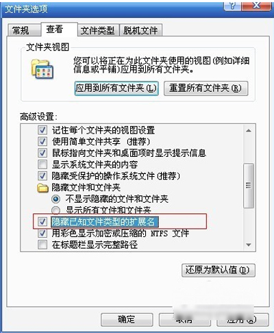 电脑上怎样隐藏文件的扩展名