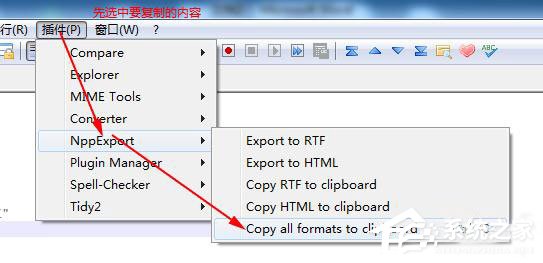 Notepad++怎样复制带格式代码