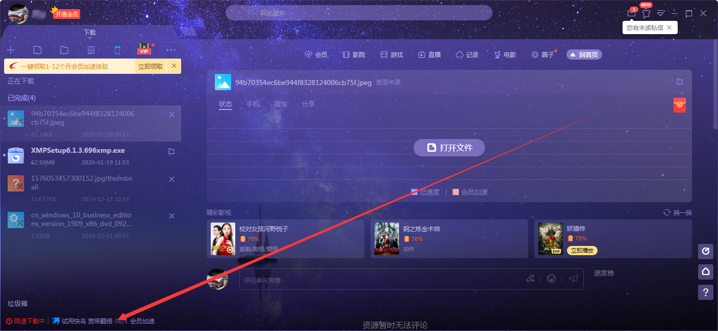 迅雷X怎样查看下载数据概况？