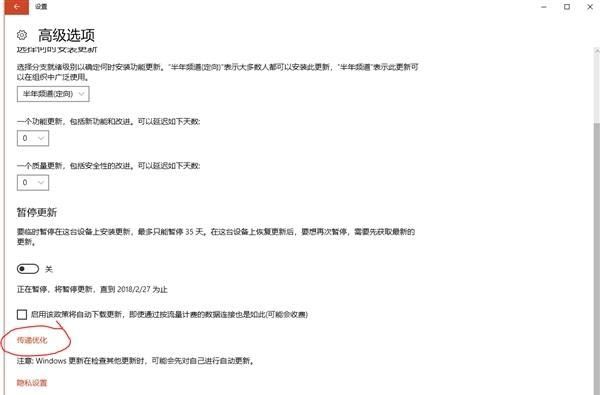 Win10怎样关闭传递优化功能？