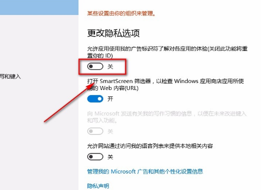 Win10零碎禁用广告ID的方法
