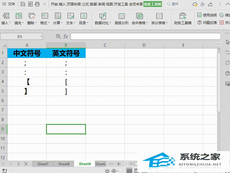 Wps如何将表格英文符号转换为中文？