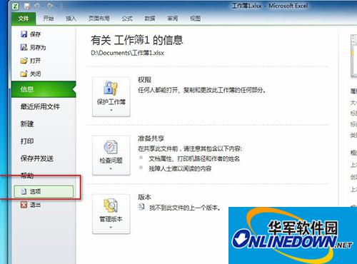 Excel2010“选项”按钮